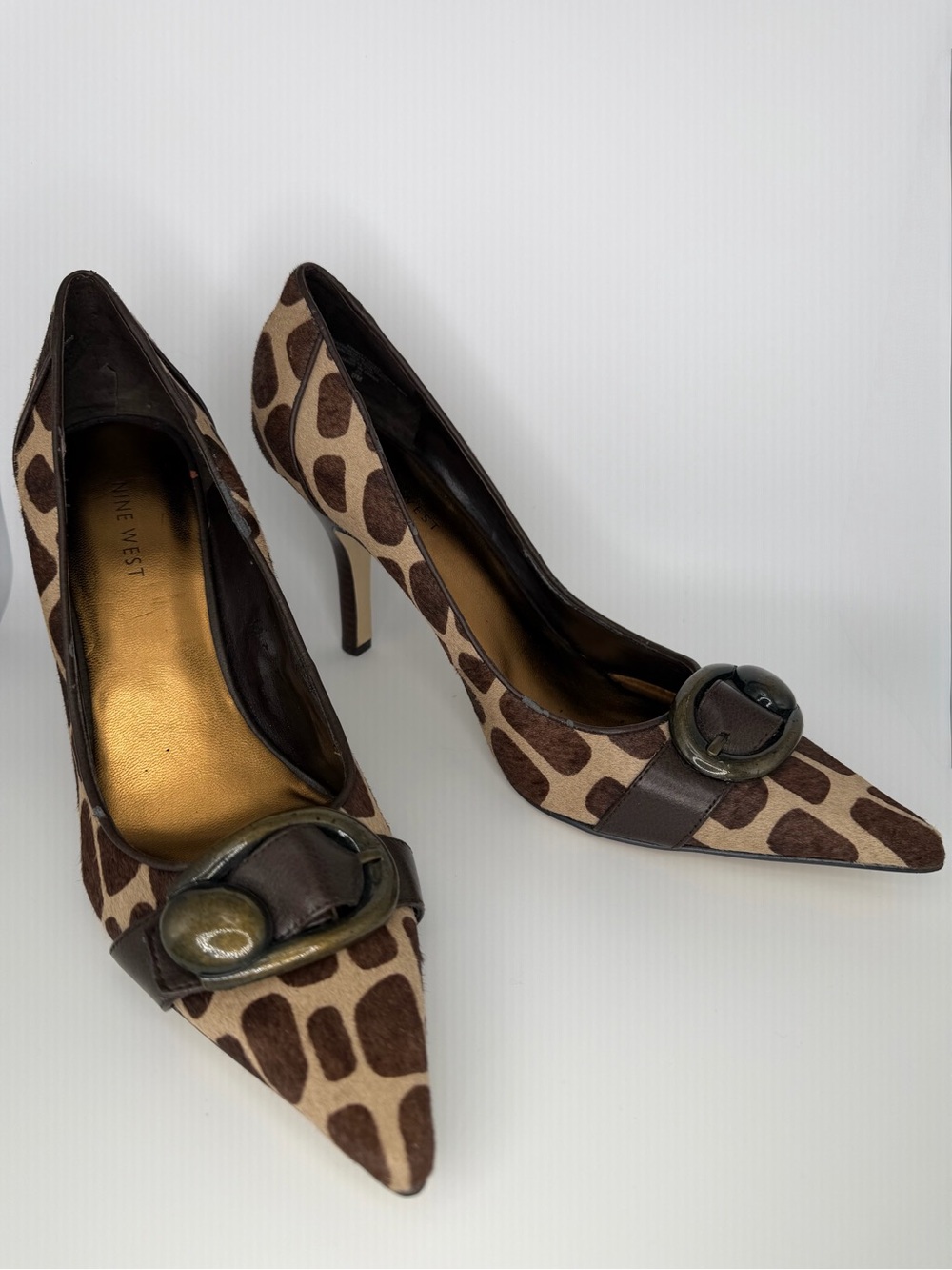 Nine West calf hair Giraffe-Print Pointed Toe Pumps